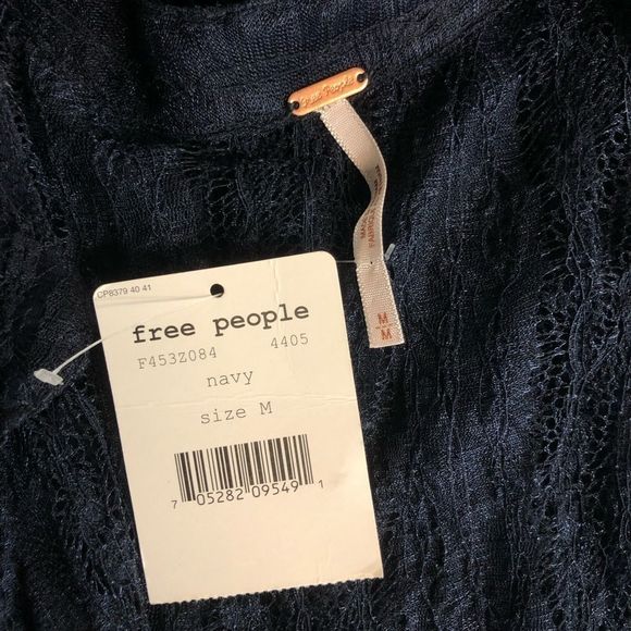 Free People Navy Sheer Lace Bow Back Minidress NWT - Picture 8 of 11